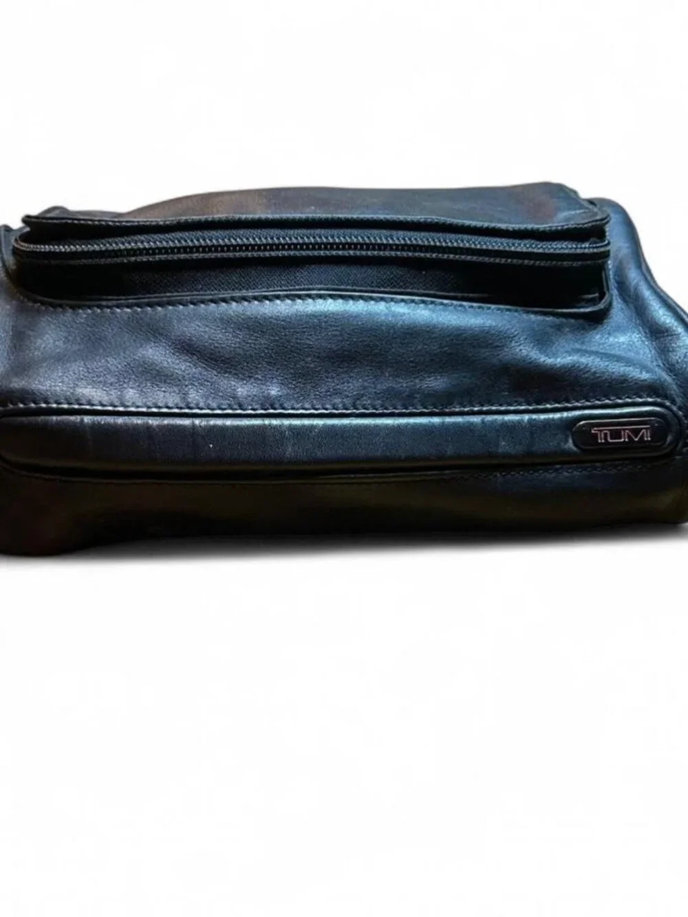 Tumi Toiletry Bag Black Leather Vintsge